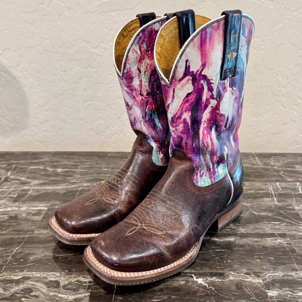 Tin Haul Highbrow Horses Leather Cowboy Boots